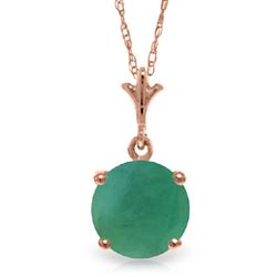 ALARRI 1.65 CTW 14K Solid Rose Gold Single Round Emerald Necklace