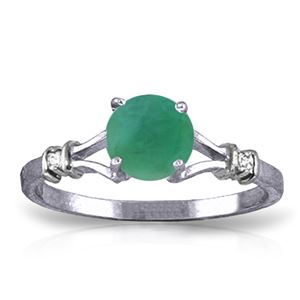 ALARRI 0.62 Carat 14K Solid White Gold River Beauty Emerald Diamond Ring