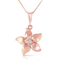 ALARRI 14K Solid Rose Gold Flower Necklace w/ Natural Diamond