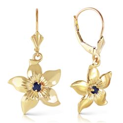 ALARRI 0.2 Carat 14K Solid Gold Leverback Flowers Earrings Sapphire