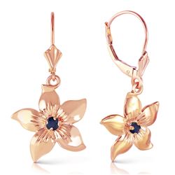 ALARRI 14K Solid Rose Gold Leverback Flowers Earrings w/ Sapphires