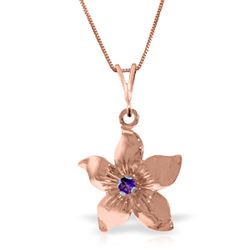 ALARRI 14K Solid Rose Gold Flower Necklace w/ Natural Purple Amethyst