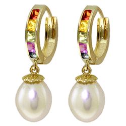 ALARRI 9.3 Carat 14K Solid Gold Fusion Sapphire Pearl Earrings