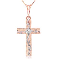 ALARRI 14K Solid Rose Gold Cross Necklace w/ Natural Diamond