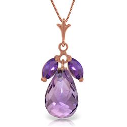 ALARRI 14K Solid Rose Gold Necklace w/ Natural Purple Amethysts