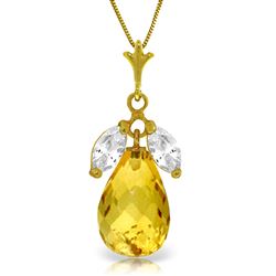 ALARRI 7.2 CTW 14K Solid Gold Wedded Bliss Citrine White Topaz Necklace