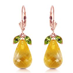 ALARRI 14K Solid Rose Gold Leverback Earrings w/ Peridots & Citrines