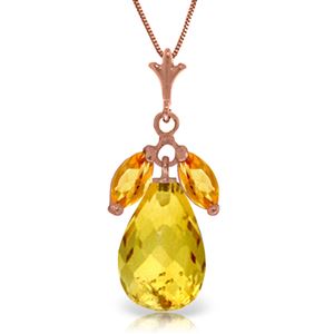 ALARRI 14K Solid Rose Gold Necklace w/ Natural Citrines