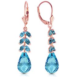 ALARRI 14K Solid Rose Gold Leverback Earrings w/ Natural Blue Topaz