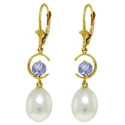 ALARRI 9 Carat 14K Solid Gold Moonstruck Tanzanite Pearl Earrings