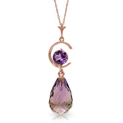 ALARRI 14K Solid Rose Gold Necklace w/ Natural Purple Amethysts