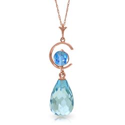 ALARRI 14K Solid Rose Gold Necklace w/ Natural Blue Topaz