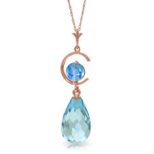 ALARRI 14K Solid Rose Gold Necklace w/ Natural Blue Topaz
