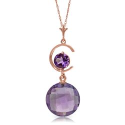 ALARRI 14K Solid Rose Gold Necklace w/ Natural Purple Amethysts