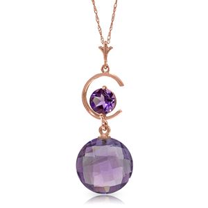 ALARRI 14K Solid Rose Gold Necklace w/ Natural Purple Amethysts