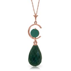 ALARRI 14K Solid Rose Gold Necklace w/ Natural Emeralds