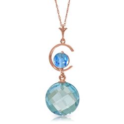 ALARRI 14K Solid Rose Gold Necklace w/ Natural Blue Topaz
