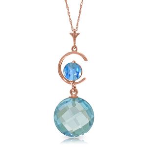 ALARRI 14K Solid Rose Gold Necklace w/ Natural Blue Topaz