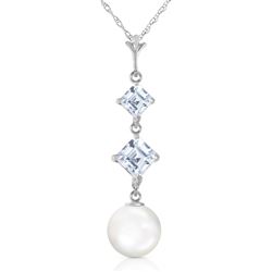 ALARRI 3.25 CTW 14K Solid White Gold Open Your Eyes Aquamarine Pearl