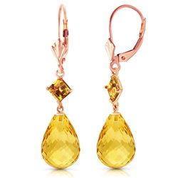 ALARRI 14K Solid Rose Gold Leverback Earrings w/ Citrines