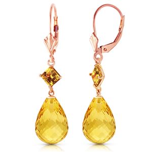 ALARRI 14K Solid Rose Gold Leverback Earrings w/ Citrines