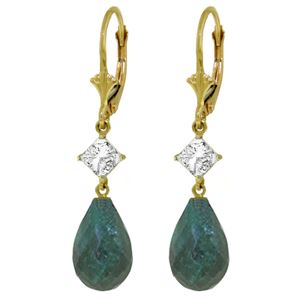 ALARRI 18.6 CTW 14K Solid Gold Leverback Earrings White Topaz Emerald
