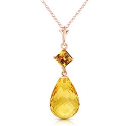 ALARRI 14K Solid Rose Gold Necklace w/ Natural Citrines