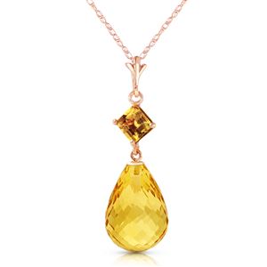 ALARRI 14K Solid Rose Gold Necklace w/ Natural Citrines