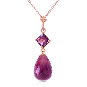 ALARRI 14K Solid Rose Gold Necklace w/ Natural Purple Amethysts