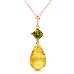 ALARRI 14K Solid Rose Gold Necklace w/ Peridot & Citrine