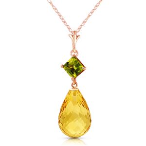ALARRI 14K Solid Rose Gold Necklace w/ Peridot & Citrine
