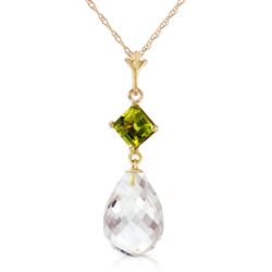 ALARRI 5.5 Carat 14K Solid Gold Necklace Peridot White Topaz