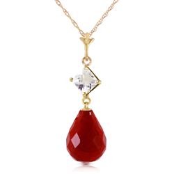 ALARRI 9.3 CTW 14K Solid Gold Necklace White Topaz Ruby