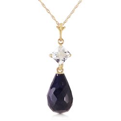 ALARRI 9.3 Carat 14K Solid Gold Necklace White Topaz Sapphire