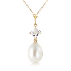 ALARRI 4.5 Carat 14K Solid Gold Intimations White Topaz Pearl Necklace