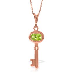 ALARRI 14K Solid Rose Gold Key Charm Necklace w/ Peridot