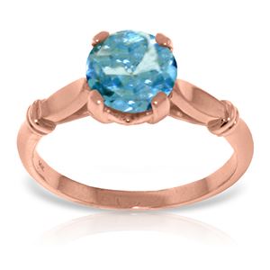 ALARRI 14K Solid Rose Gold Solitaire Ring w/ Blue Topaz