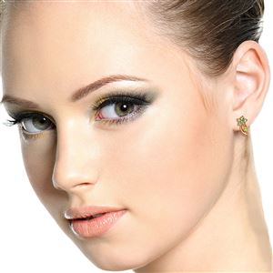 ALARRI 14K Solid Rose Gold Flowers Stud Earrings w/ Aquamarine & Peridot