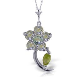 ALARRI 0.87 CTW 14K Solid White Gold Flattery Aquamarine Peridot Necklace