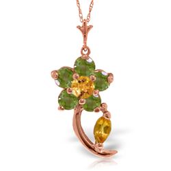 ALARRI 0.87 CTW 14K Solid Rose Gold Flower Stem Citrine Peridot Necklace