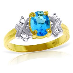 ALARRI 0.97 Carat 14K Solid Gold Chicago Blues Blue Topaz Diamond Ring