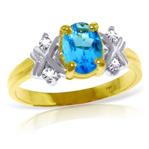 ALARRI 0.97 Carat 14K Solid Gold Chicago Blues Blue Topaz Diamond Ring