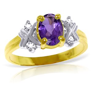 ALARRI 0.97 Carat 14K Solid Gold Dances Babes Purple Amethyst Diamond Ring