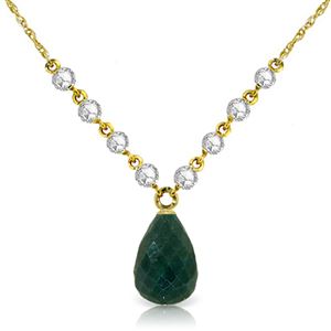 ALARRI 15.6 Carat 14K Solid Gold Necklace Diamond Emerald