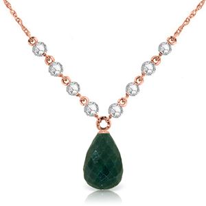 ALARRI 15.6 Carat 14K Solid Rose Gold Necklace Diamond Emerald