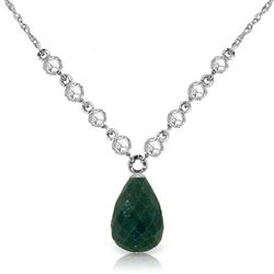ALARRI 15.6 Carat 14K Solid White Gold Necklace Diamond Emerald