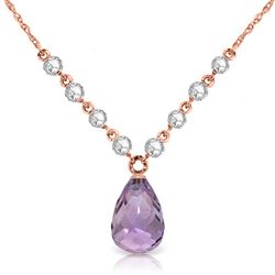 ALARRI 11.3 CTW 14K Solid Rose Gold Elegante Amethyst Diamond Necklace