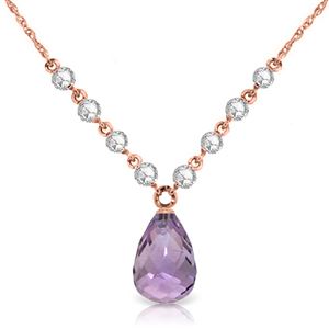 ALARRI 11.3 CTW 14K Solid Rose Gold Elegante Amethyst Diamond Necklace