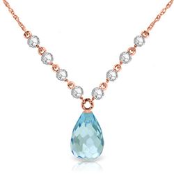ALARRI 11.3 Carat 14K Solid Rose Gold Dearly Beloved Blue Topaz Diamond Necklace