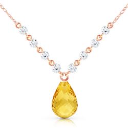 ALARRI 11.3 Carat 14K Solid Rose Gold Dispense Confidence Citrine Diamond Necklace
